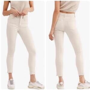 We The Free Womens Denim Jeans Off White Cream Tea Jeans Size 28 Raw Hem
